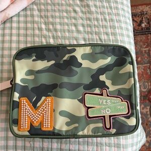 Stoney Clover Lane Camouflage Large Pouch - Green with Yellow Patch